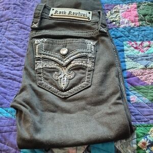 Rock Revival Women's Charcoal Jeans with Silver Stitching
